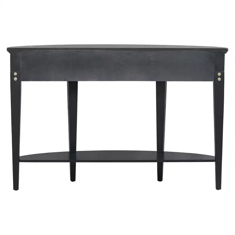 Console vintage avec rangement, Table d'entrée en bois avec tiroir, Console demi-lune avec étagère ouverte