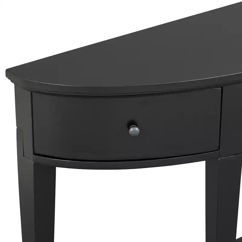 Console vintage avec rangement, Table d'entrée en bois avec tiroir, Console demi-lune avec étagère ouverte