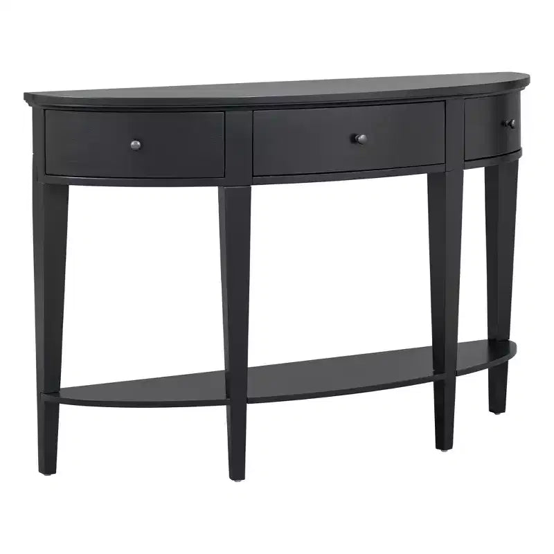 Console vintage avec rangement, Table d'entrée en bois avec tiroir, Console demi-lune avec étagère ouverte