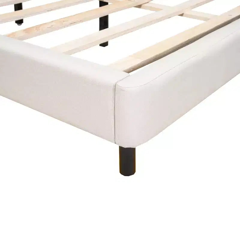 Lit plateforme capitonné LED Queen avec tête de lit en forme de U, cadre de lit en lin avec lumières LED