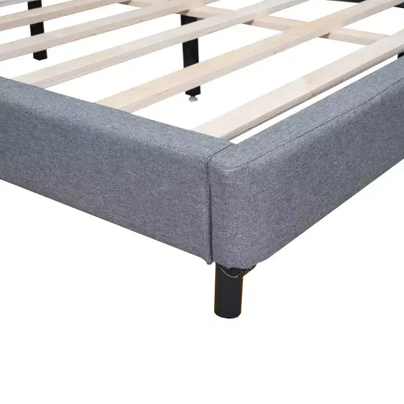 Lit plateforme capitonné LED Queen avec tête de lit en forme de U, cadre de lit en lin avec lumières LED
