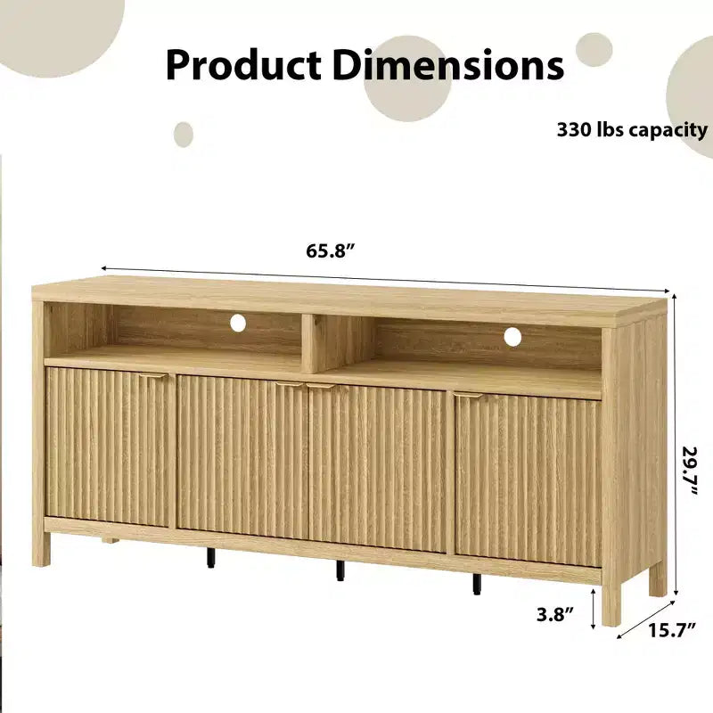 - Meuble de rangement moderne réglable avec poignée dorée et façade cannelée