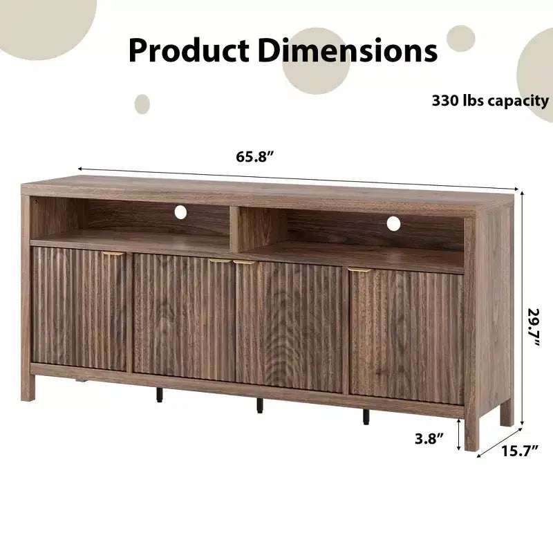 - Meuble de rangement moderne réglable avec poignée dorée et façade cannelée