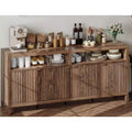 - Adjustable Modern Organizer with Gold Handle, Fluted Storage Cabinet 