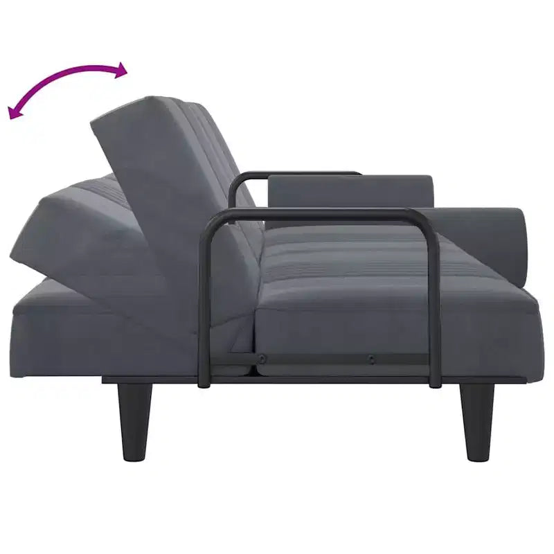 vidaXL Canapé-lit avec accoudoirs, inclinable, pliant, en velours