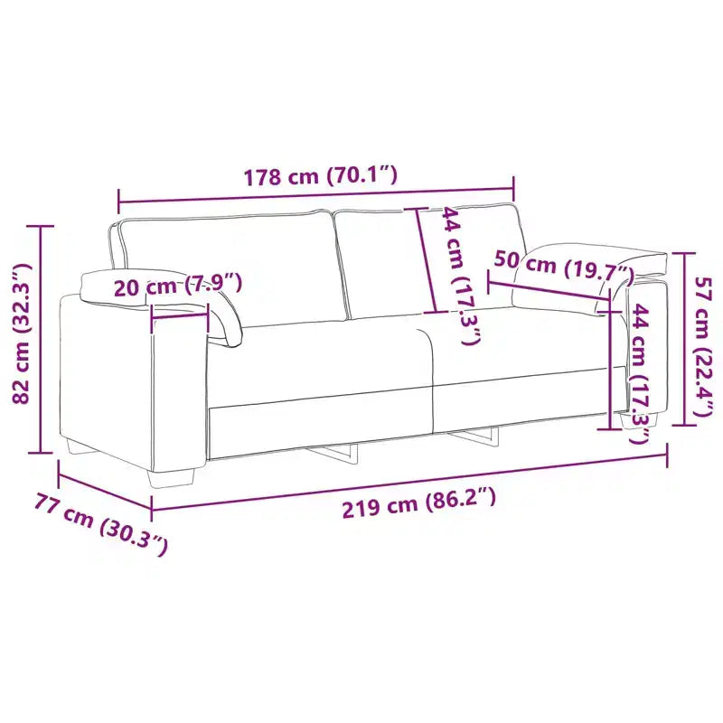 vidaXL Canapé avec coussin gris foncé 219 x 77 x 82 cm tissu