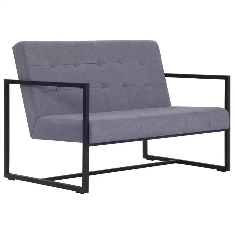 vidaXL 2-Seater Sofa with Armrests - Dark Gray and Black