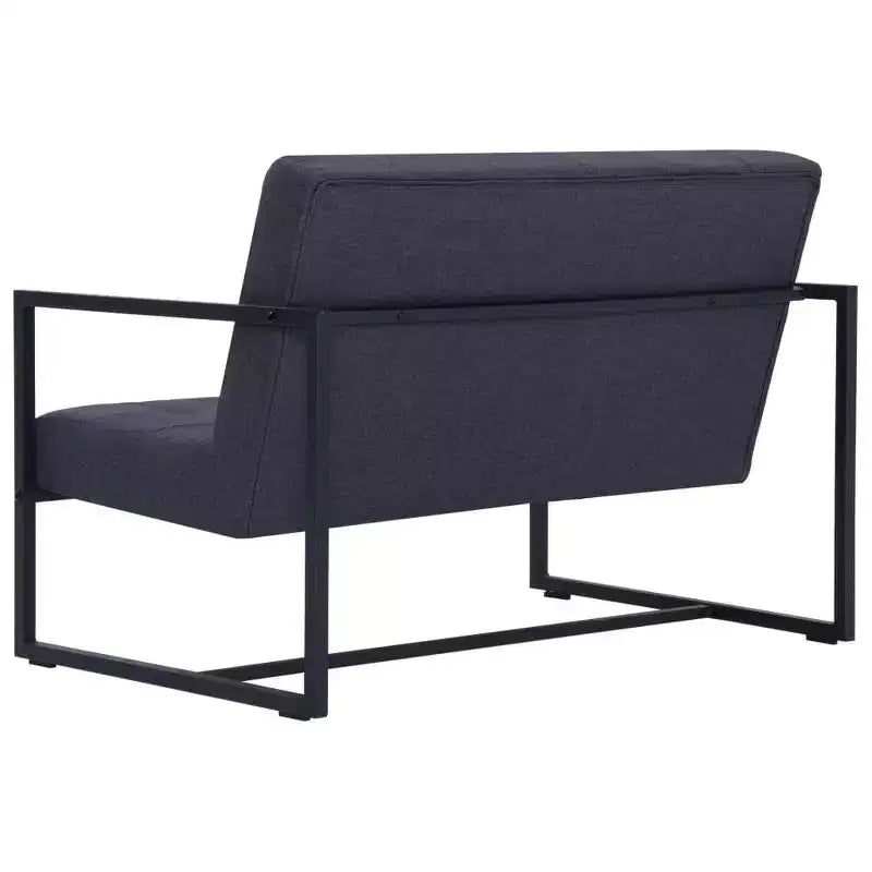 vidaXL Canapé 2 places avec accoudoirs - Gris foncé et noir