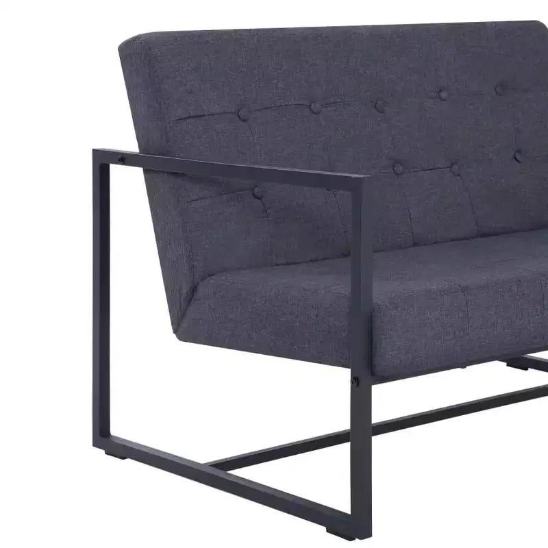 vidaXL Canapé 2 places avec accoudoirs - Gris foncé et noir