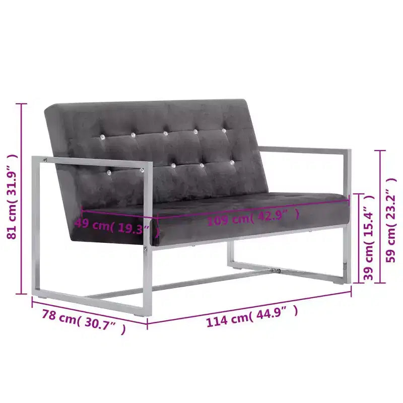 vidaXL Canapé 2 places avec accoudoirs - Gris foncé et noir