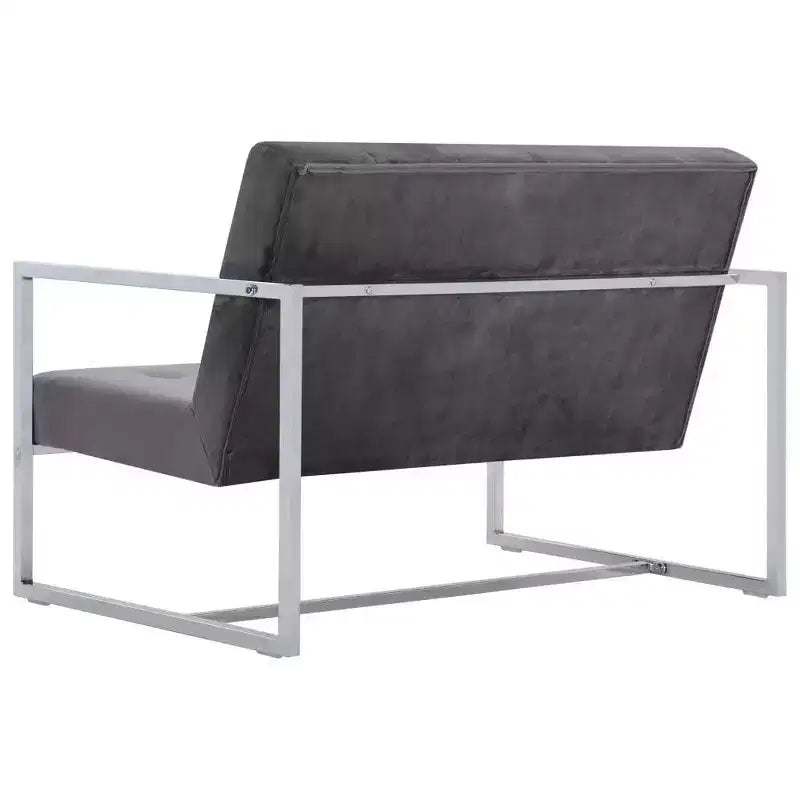vidaXL Canapé 2 places avec accoudoirs - Gris foncé et noir