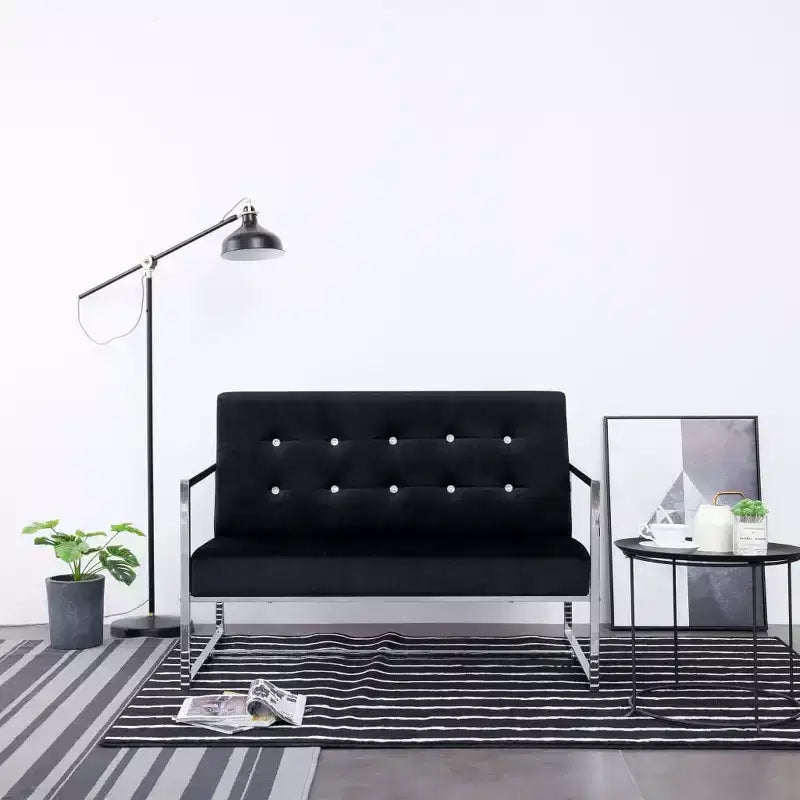 vidaXL Canapé 2 places avec accoudoirs - Gris foncé et noir