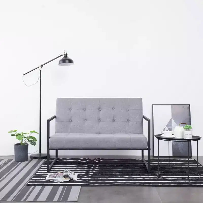 vidaXL Canapé 2 places avec accoudoirs - Gris foncé et noir