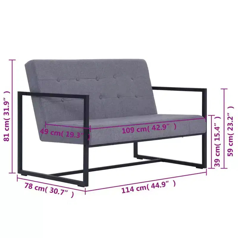 vidaXL Canapé 2 places avec accoudoirs - Gris foncé et noir