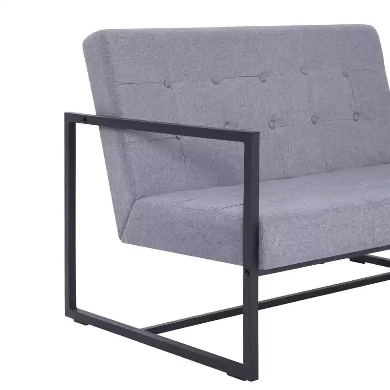 vidaXL Canapé 2 places avec accoudoirs - Gris foncé et noir