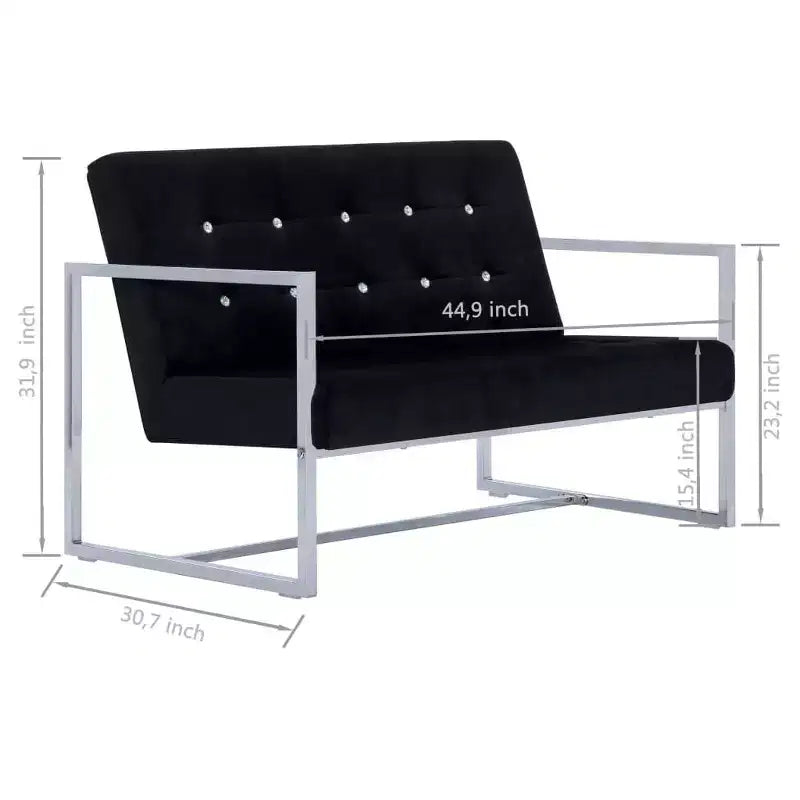 vidaXL Canapé 2 places avec accoudoirs - Gris foncé et noir