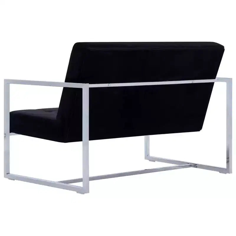 vidaXL Canapé 2 places avec accoudoirs - Gris foncé et noir