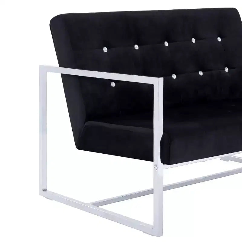 vidaXL Canapé 2 places avec accoudoirs - Gris foncé et noir