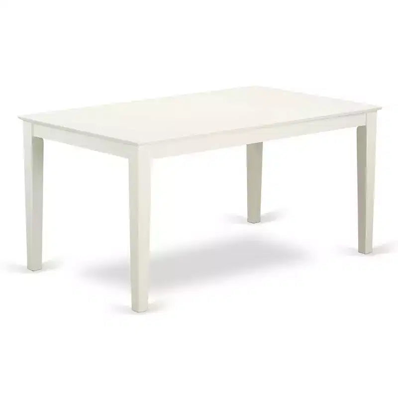 5-Piece Linen White Finish Solid Wood Top - Rectangular Dining Room Set - Seats 4