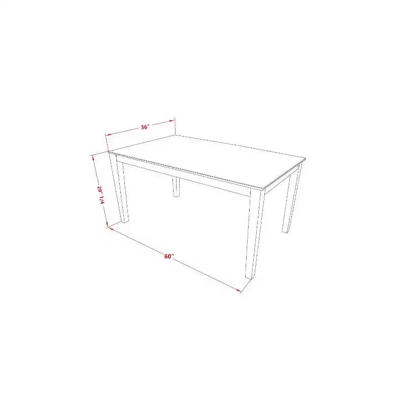 Ensemble de salle à manger rectangulaire 5 pièces en bois massif à plateau blanc lin - 4 places