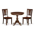 3-Piece Mahogany Finish Solid Wood Top - Dining Room Set - Seats 4