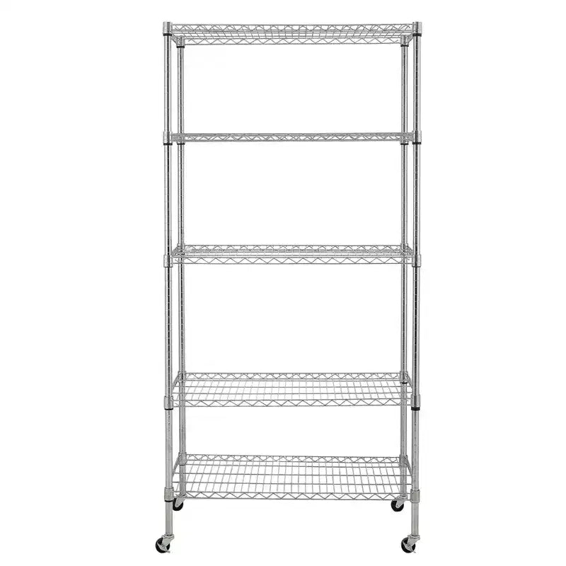 Étagère métallique à 5 niveaux avec roulettes