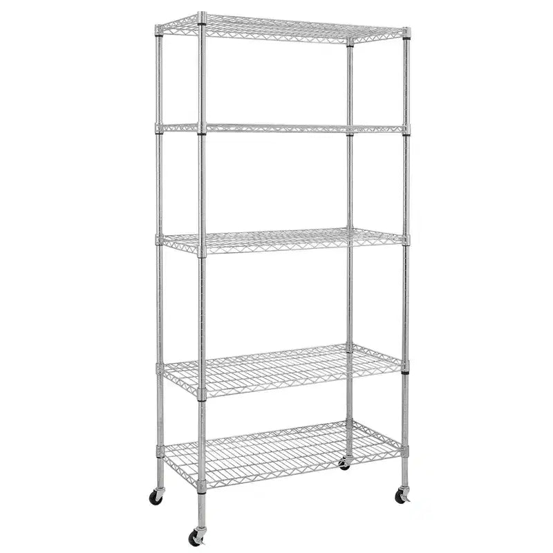 Étagère métallique à 5 niveaux avec roulettes