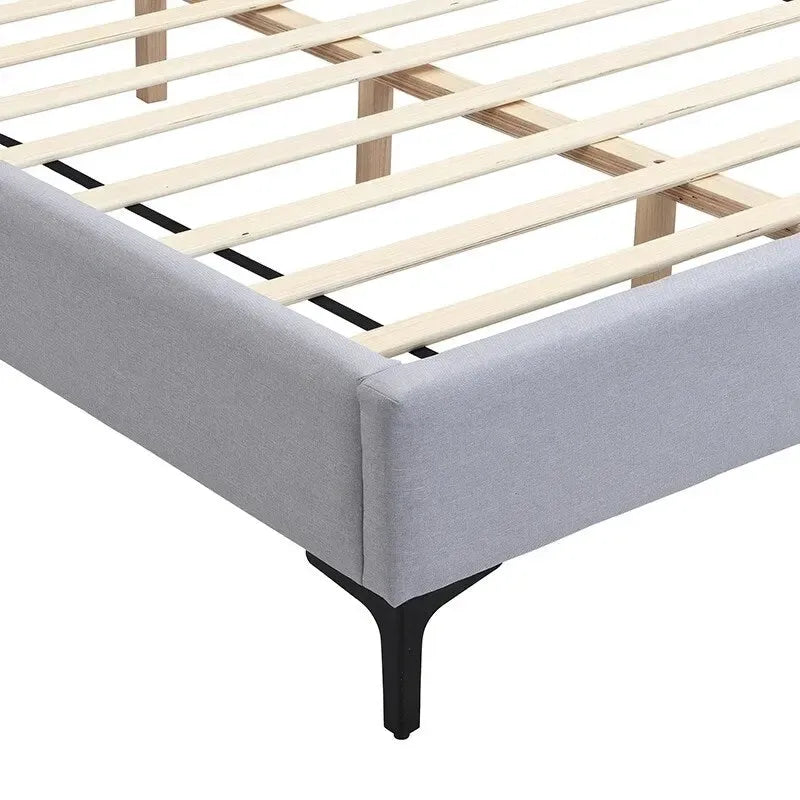 Lit King en tissu bouclé blanc, avec lumières et étagères, pour 2 personnes