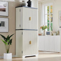 Armoire de rangement moderne de 183 cm de hauteur avec 4 portes et cannelures