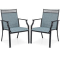 Chaise de patio extérieure bleue/café/noire avec dossier haut et accoudoirs, lot de 2
