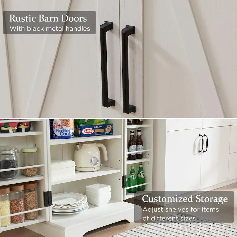 Meuble de cuisine de style campagnard avec porte de grange 47" – Gris rustique / Bleu / Marron / Noir / Blanc, 1 personne