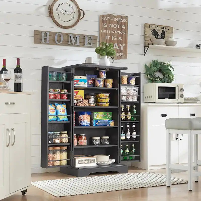 Meuble de cuisine de style campagnard avec porte de grange 47" – Gris rustique / Bleu / Marron / Noir / Blanc, 1 personne
