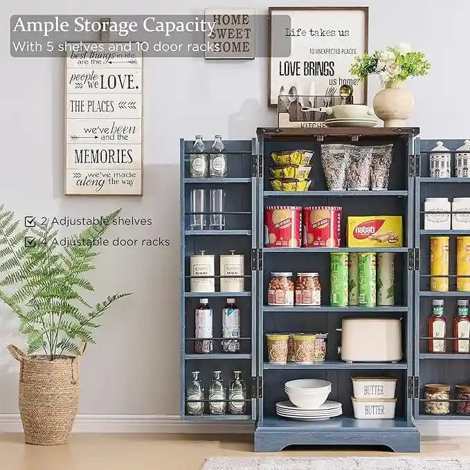 Meuble de cuisine de style campagnard avec porte de grange 47" – Gris rustique / Bleu / Marron / Noir / Blanc, 1 personne