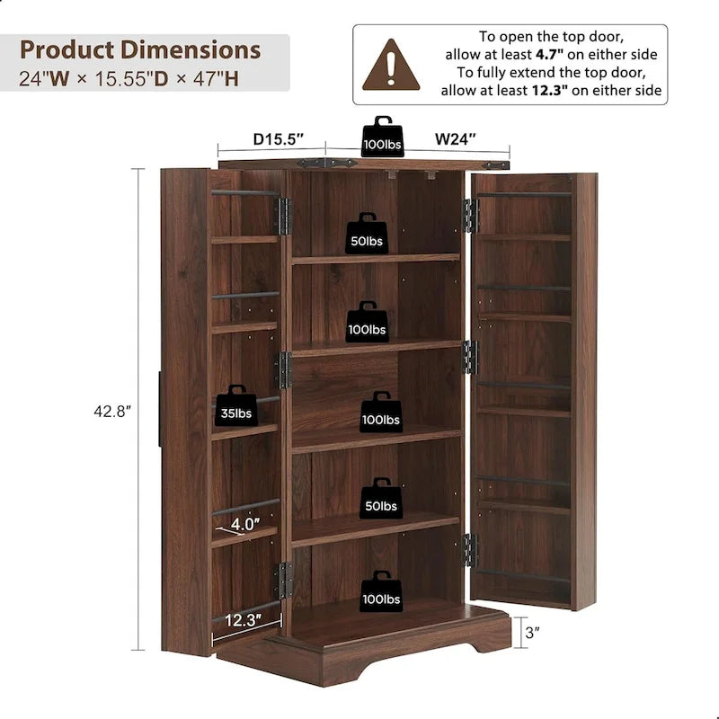 Meuble de cuisine de style campagnard avec porte de grange 47" – Gris rustique / Bleu / Marron / Noir / Blanc, 1 personne