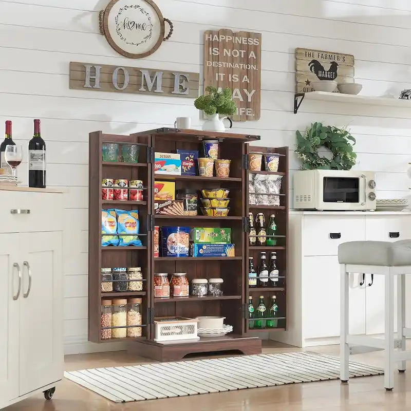 Meuble de cuisine de style campagnard avec porte de grange 47" – Gris rustique / Bleu / Marron / Noir / Blanc, 1 personne