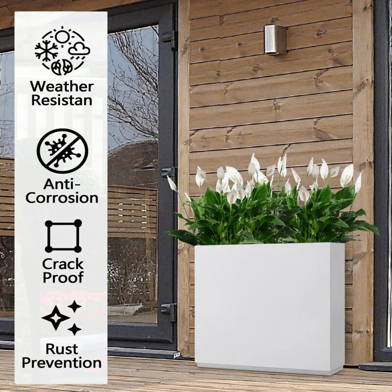 Jardinière Métallique Haute pour Plantes d'Extérieur, 38 po L x 10 po l x 30 po H, Longue et Haute Jardinière en Métal - 38x30x10