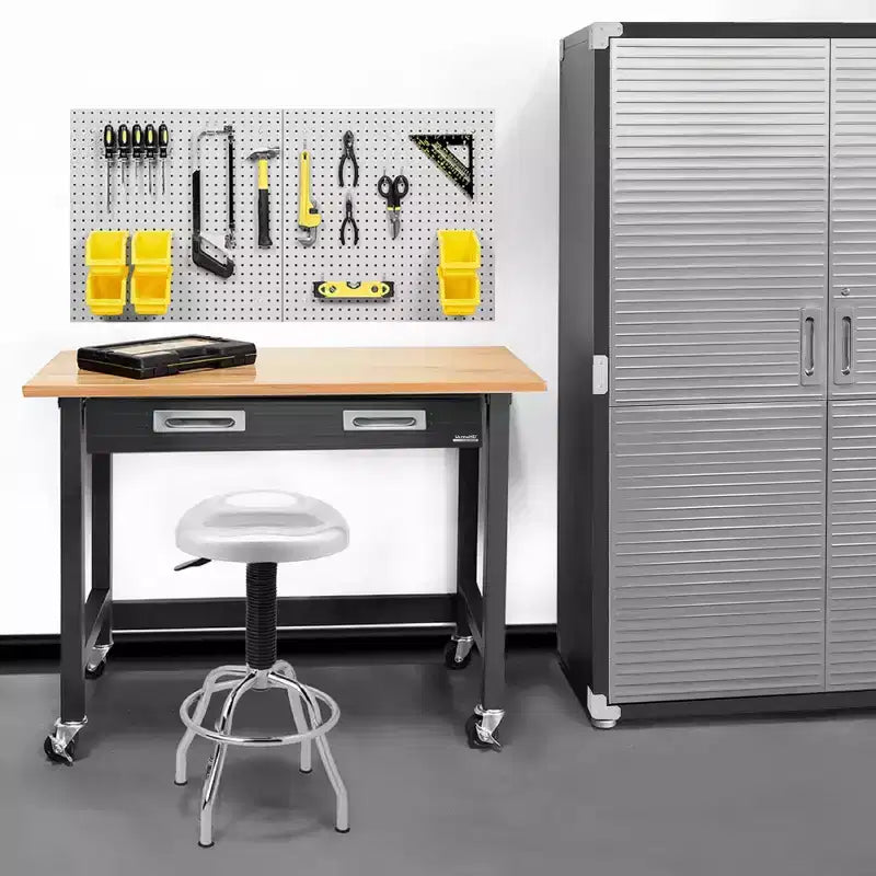 Établi à roulettes Ultragraphite Wood Top en hêtre/graphite – Seville Classics