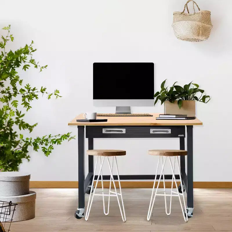 Établi à roulettes Ultragraphite Wood Top en hêtre/graphite – Seville Classics