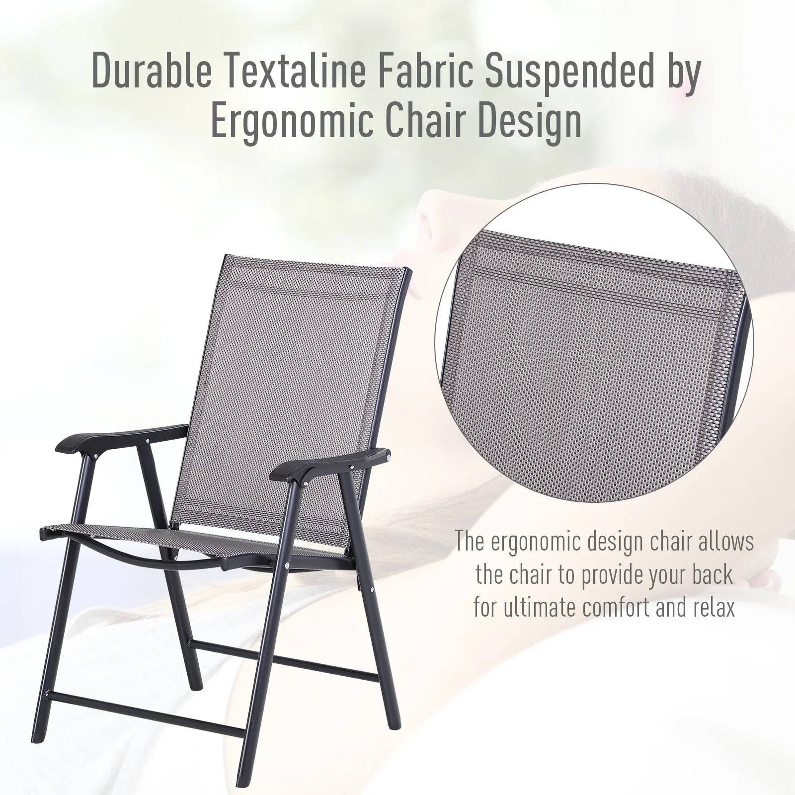 Lot de 4 chaises pliantes Outsunny au design simple et élégant, confortables pour la terrasse, le jardin et les voyages