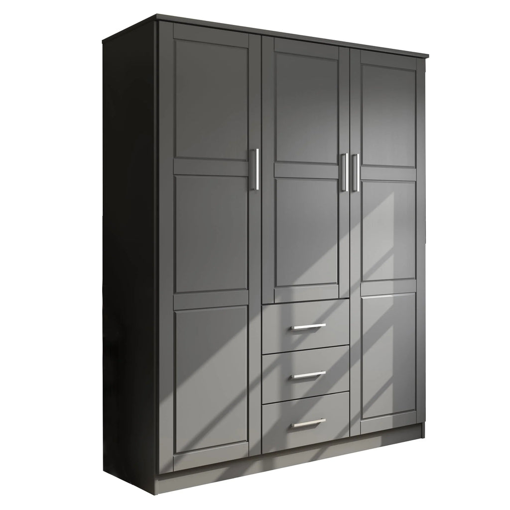 Palace Imports Armoire Cosmo 3 portes 100 % bois massif avec portes en bois massif ou portes miroir