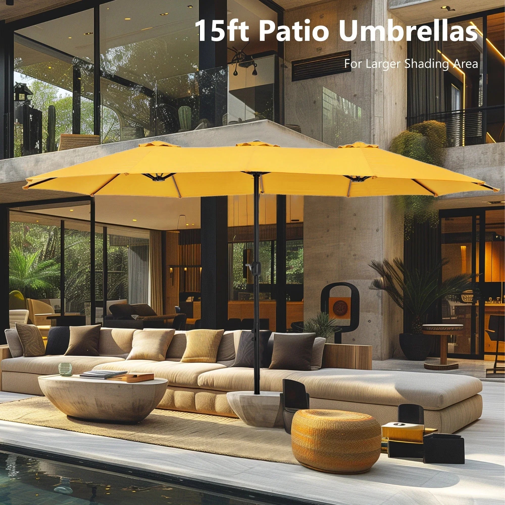 MAISON ARTS Grand Parasol Double Face de 4,5 m avec Base Incluse pour Patio