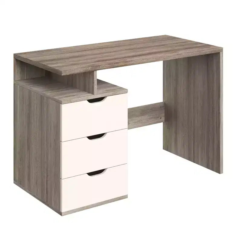 Bureau d'ordinateur - Bureau contemporain avec caisson de classement à 3 tiroirs intégré - Pour bureau à domicile, chambre, ordinateur ou table de bricolage par Lavish Home (Blanc)