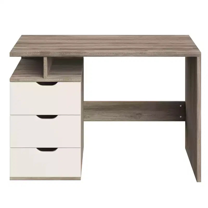 Bureau d'ordinateur - Bureau contemporain avec caisson de classement à 3 tiroirs intégré - Pour bureau à domicile, chambre, ordinateur ou table de bricolage par Lavish Home (Blanc)