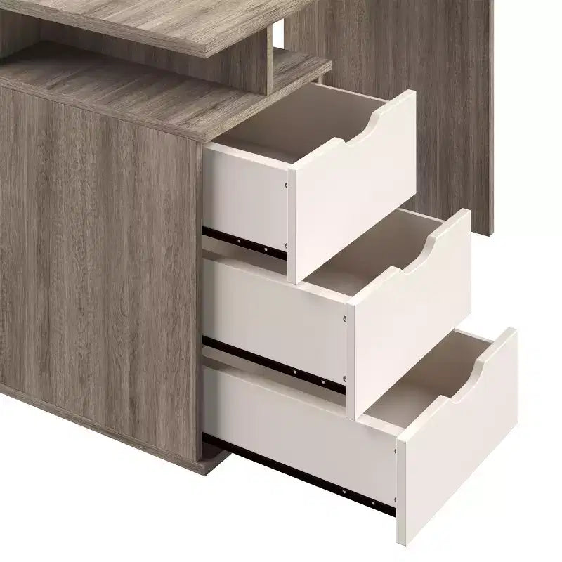 Bureau d'ordinateur - Bureau contemporain avec caisson de classement à 3 tiroirs intégré - Pour bureau à domicile, chambre, ordinateur ou table de bricolage par Lavish Home (Blanc)