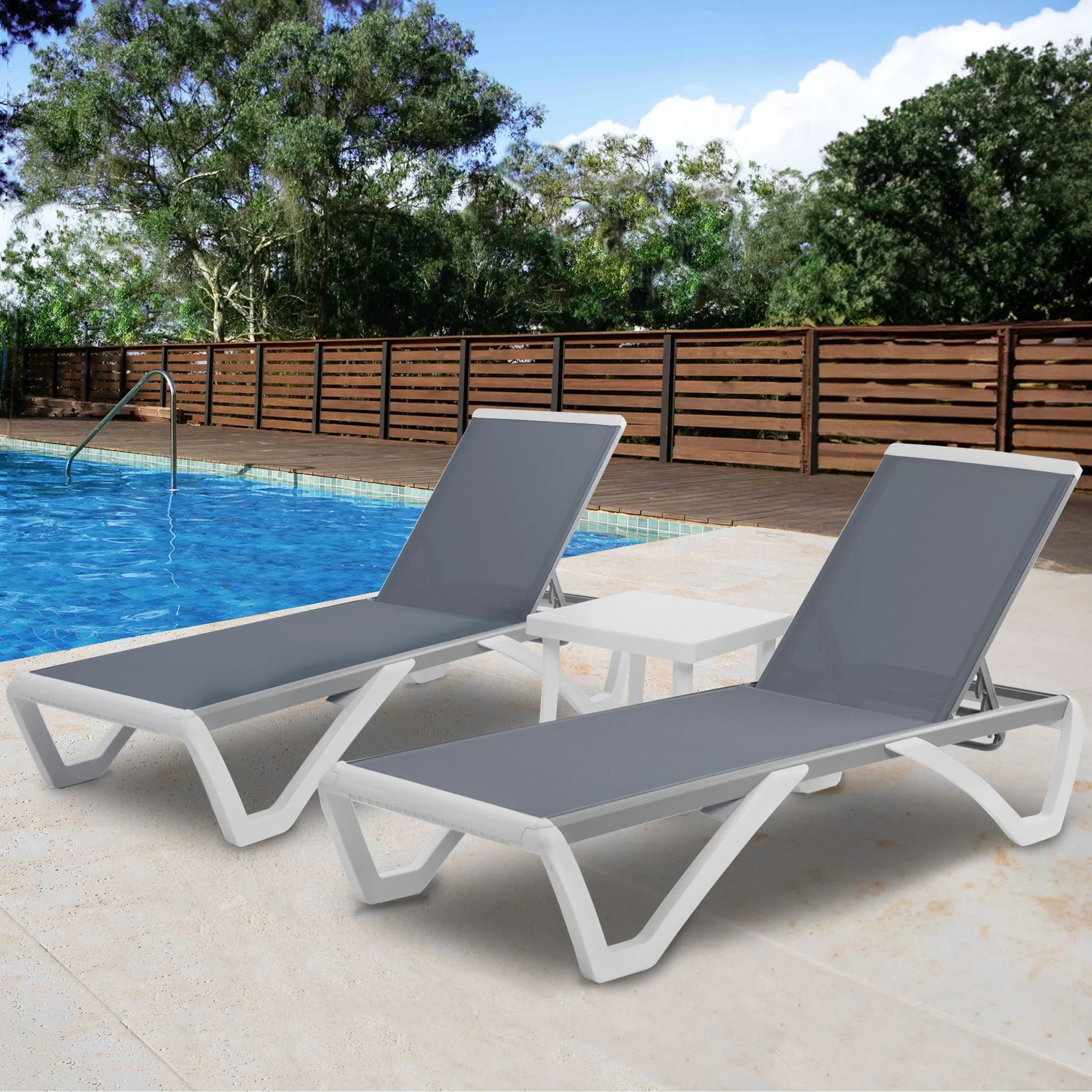 Kozyard Alan Chaise longue de patio inclinable et réglable, entièrement plate, en aluminium et résine de polypropylène