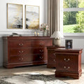 Ensemble 3 pièces table de chevet et commode – Cerisier / Noir / Blanc – Style traditionnel, 1 chambre