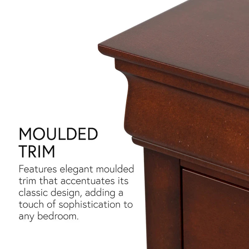 Ensemble 3 pièces table de chevet et commode – Cerisier / Noir / Blanc – Style traditionnel, 1 chambre