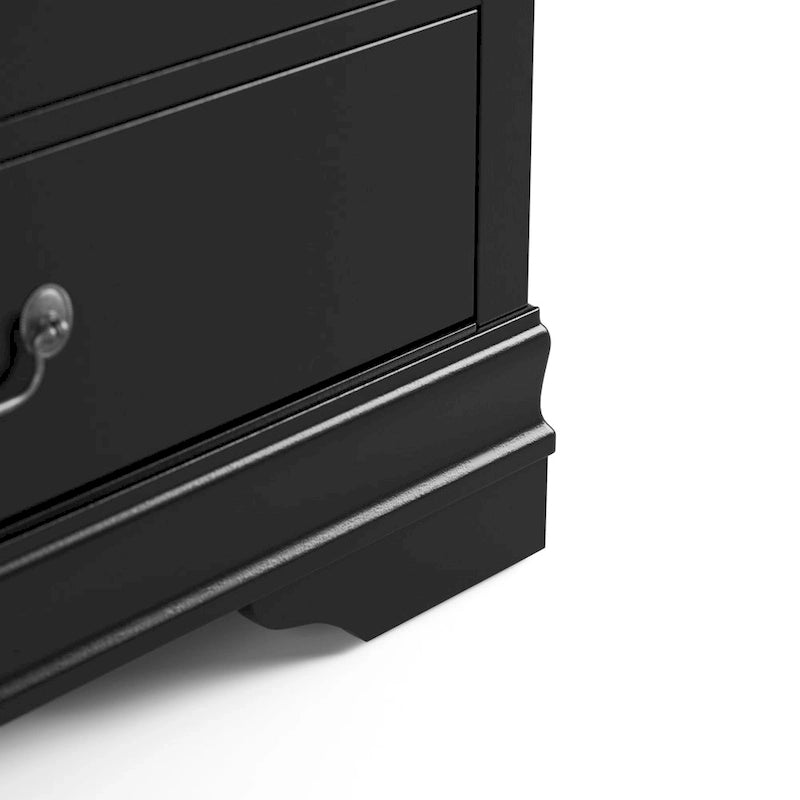 Ensemble 3 pièces table de chevet et commode – Cerisier / Noir / Blanc – Style traditionnel, 1 chambre
