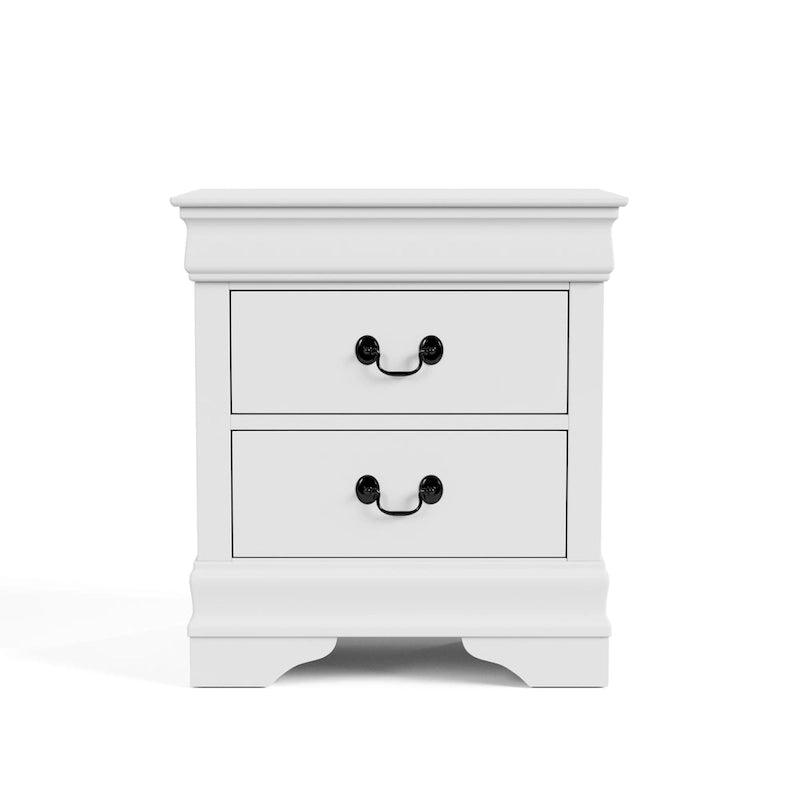 Ensemble 3 pièces table de chevet et commode – Cerisier / Noir / Blanc – Style traditionnel, 1 chambre