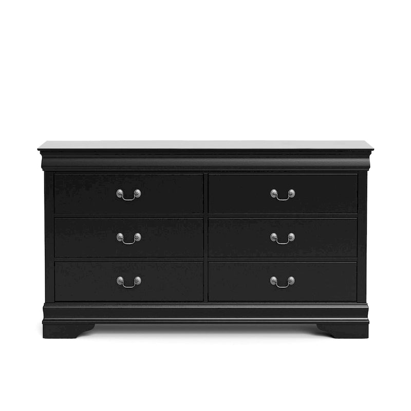 Ensemble 3 pièces table de chevet et commode – Cerisier / Noir / Blanc – Style traditionnel, 1 chambre